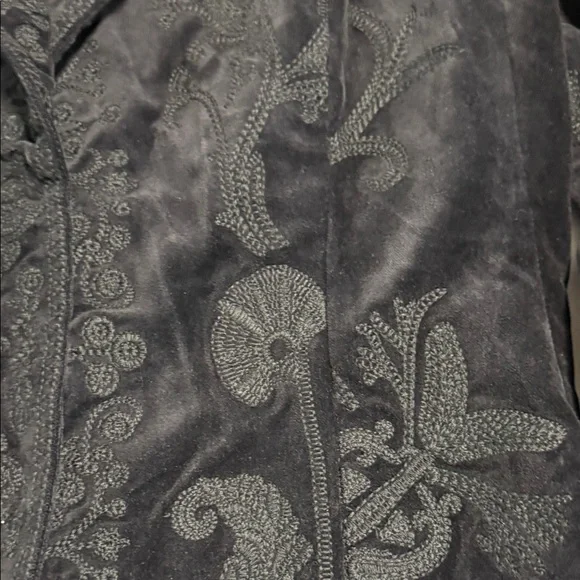 Vintage Nygard Collection Black Velvet Embroidered Cotton Women's Blazer Size 16 - Picture 10 of 15